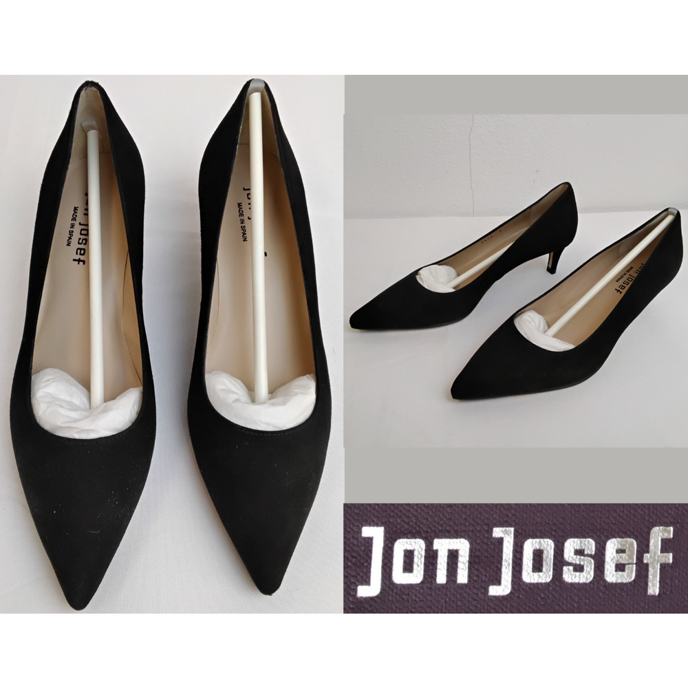 Jon Josef Tina Heels Women's 7 Black Suede Kitten Heels New w/ Box #Z5699